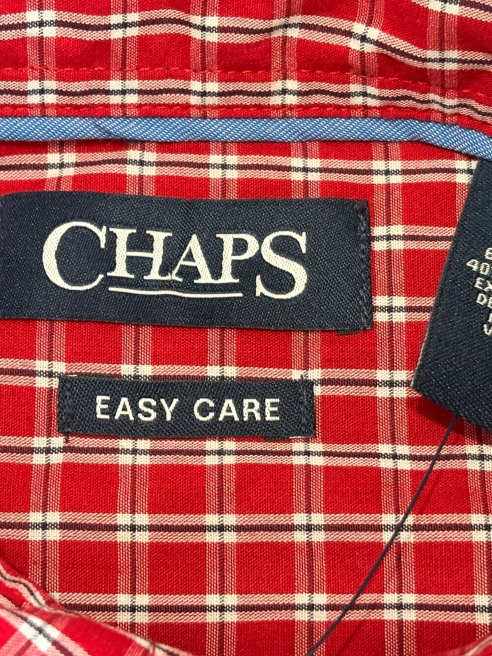Chaps Long Sleeved Plaid Button Up Shirt Easy Care Red Mens Medium NWT - Picture 4 of 10